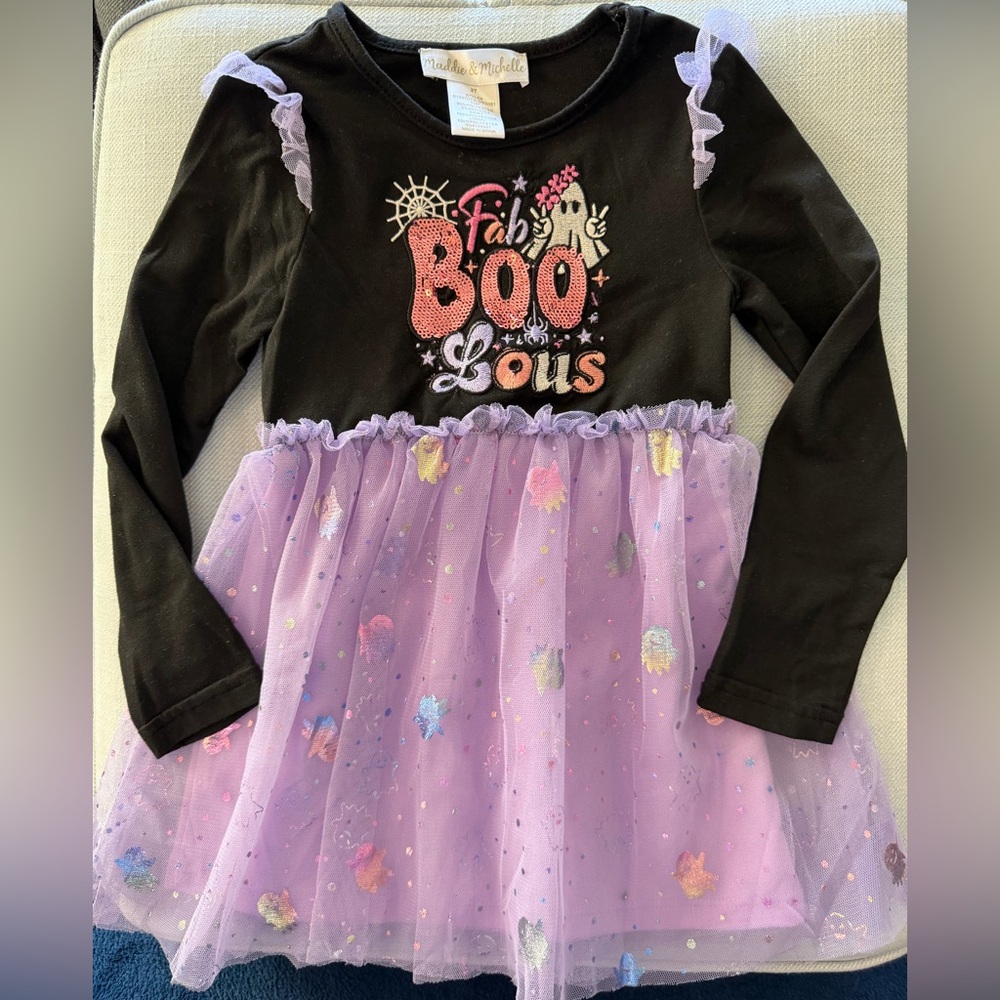Fab-BOO-Lous Halloween Dress - Black and Purple 2T
